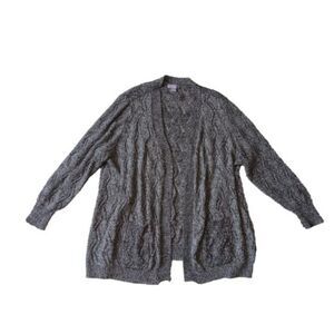Laura Scott Gray and Silver Plus Size Marled Knit Open Front Cardigan Women's 2X